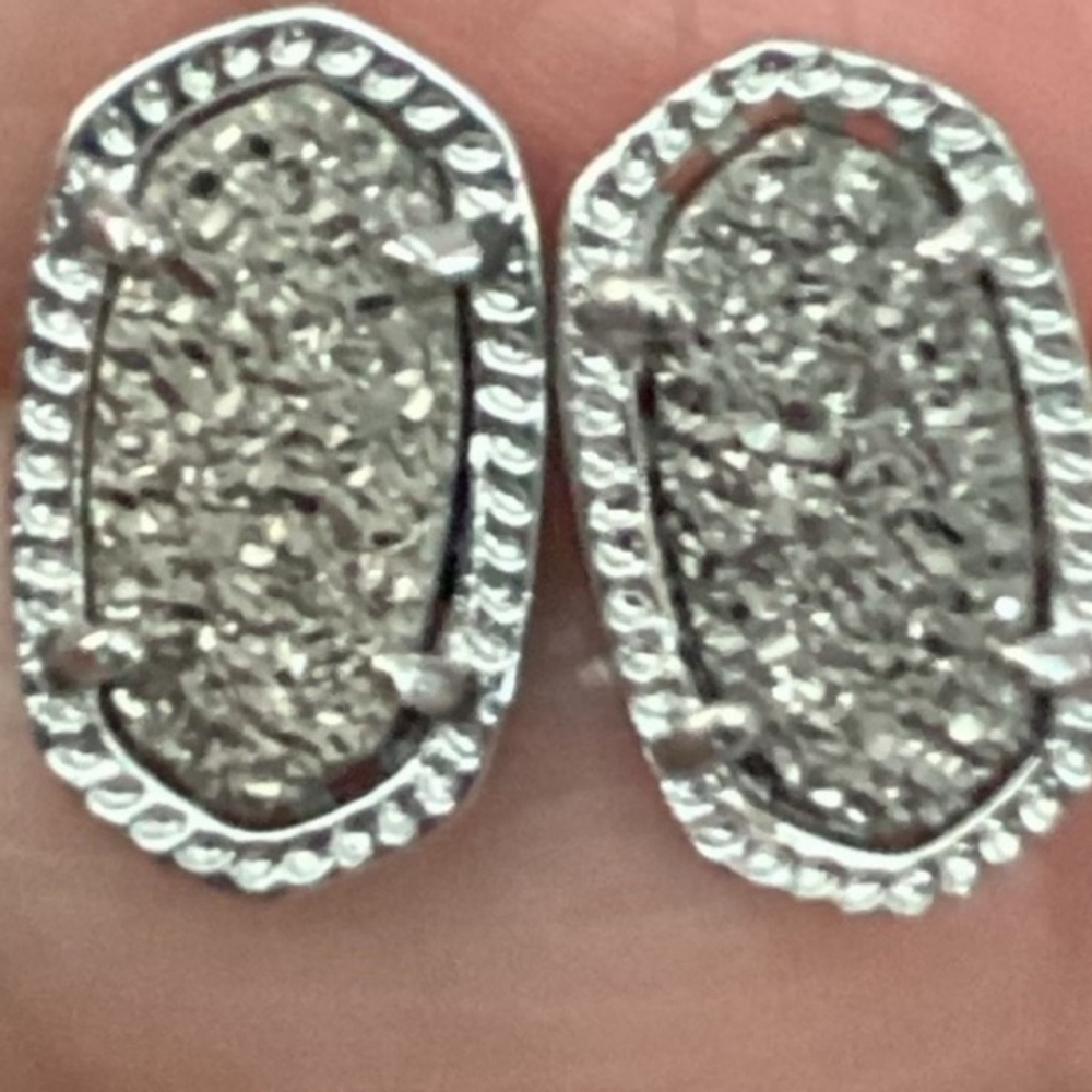 Kendra Scott Ellie Stud Platinum Drusy Rhodium Plated Stud Earrings 1778 - Picture 4 of 4